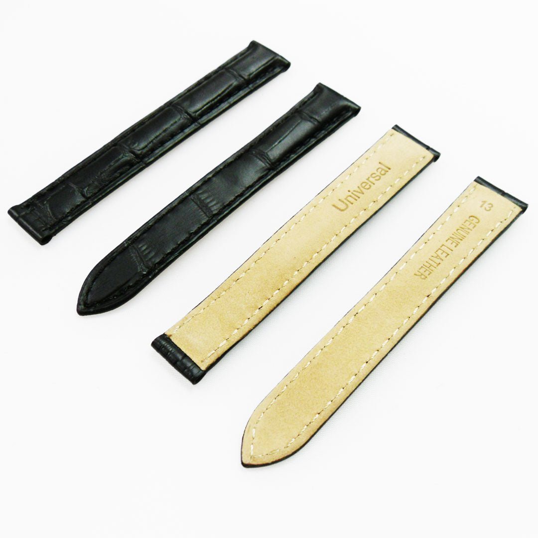 Fit to Cartier Watch Genuine Leather Bands, Alligator Grain Strap, 13*12 MM, Black - Universal Jewelers & Watch Tools Inc.