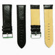 26MM Leather Watch Band Black with Grain Padded Black and White Stitched Regular Size Strap Replacement With Silver Buckle - Universal Jewelers & Watch Tools Inc.