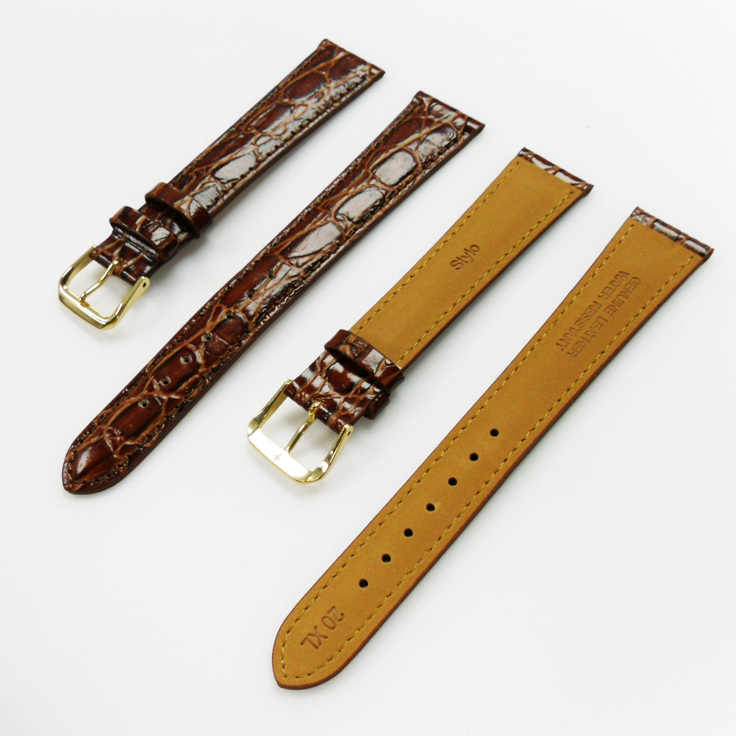 Crocodile Watch Grain Strap For Men 20 MM Band Black Color, XL Size, Watch Band Replacement - Universal Jewelers & Watch Tools Inc.