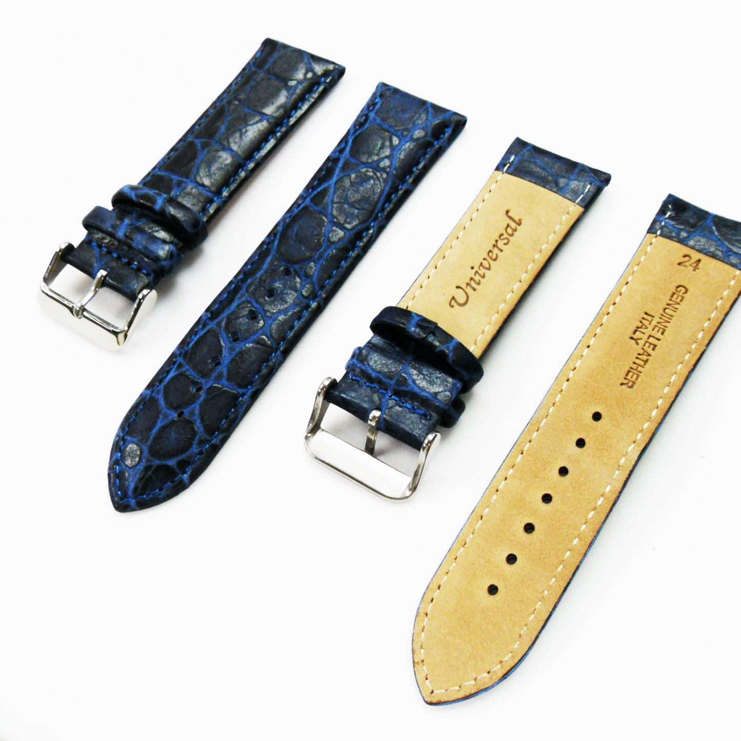 Crocodile Watch Grain Strap For Men 24 MM and 26 MM Band, Blue Color, Regular Size, Watch Band Replacement