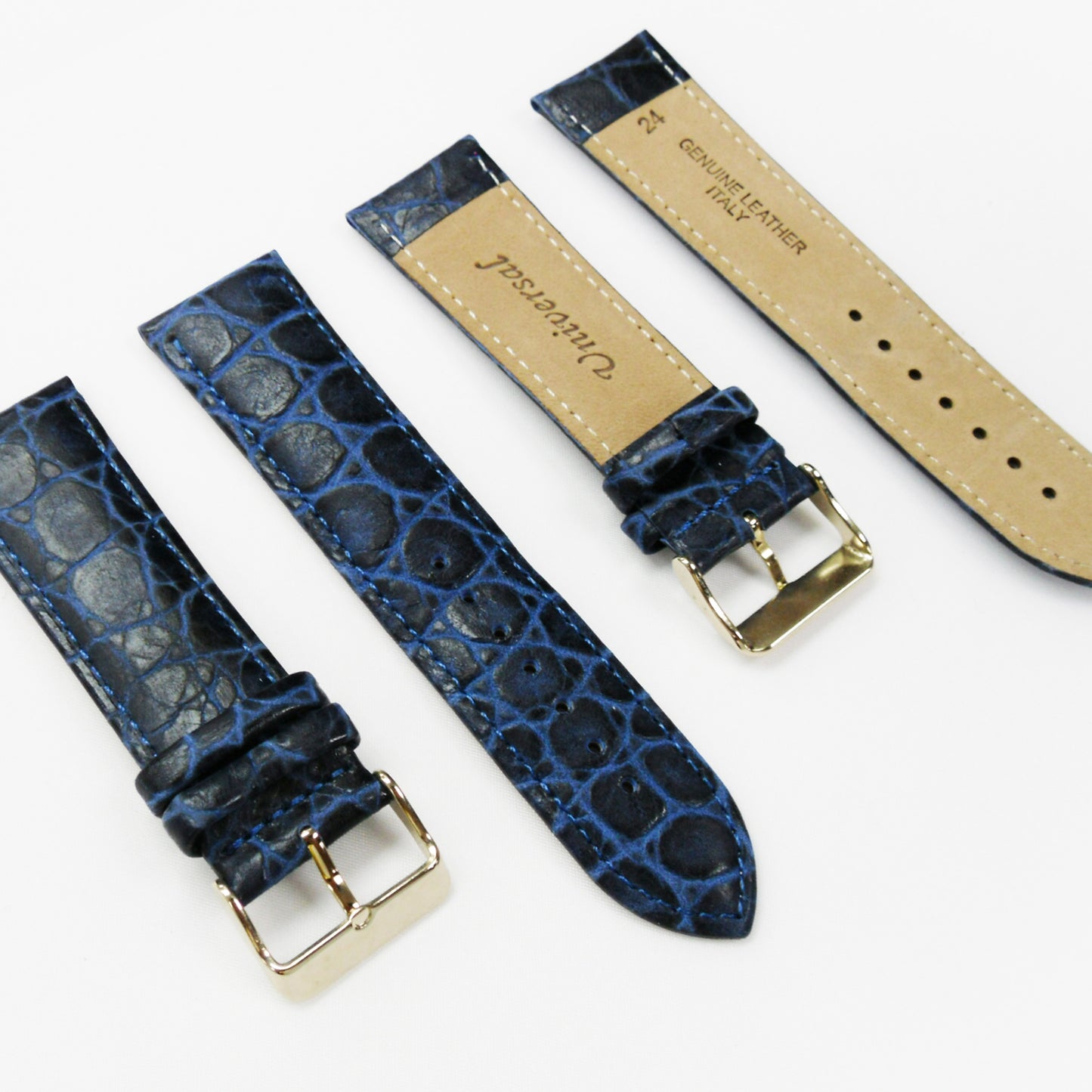 Crocodile Watch Grain Strap For Men 24 MM and 26 MM Band, Blue Color, Regular Size, Watch Band Replacement