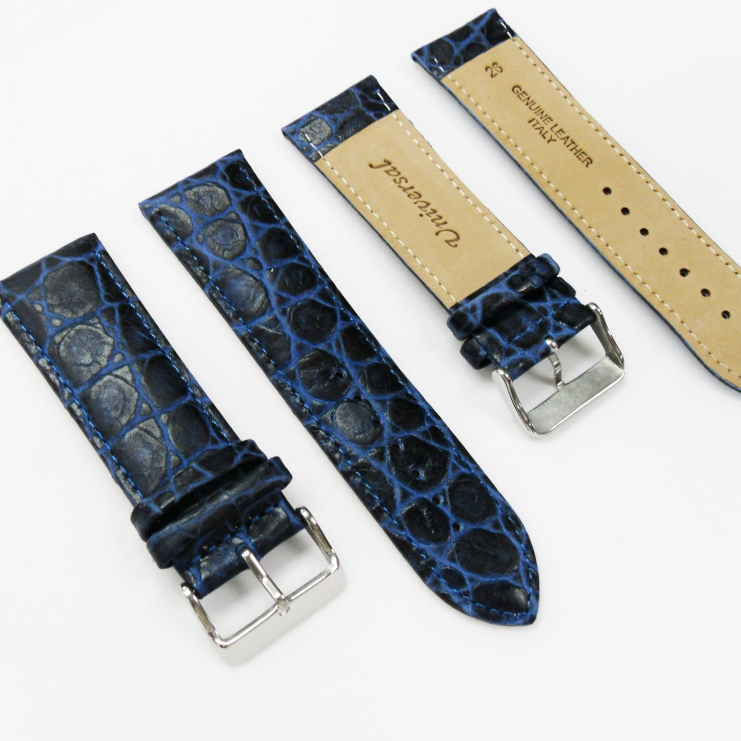 Crocodile Watch Grain Strap For Men 24 MM and 26 MM Band, Blue Color, Regular Size, Watch Band Replacement