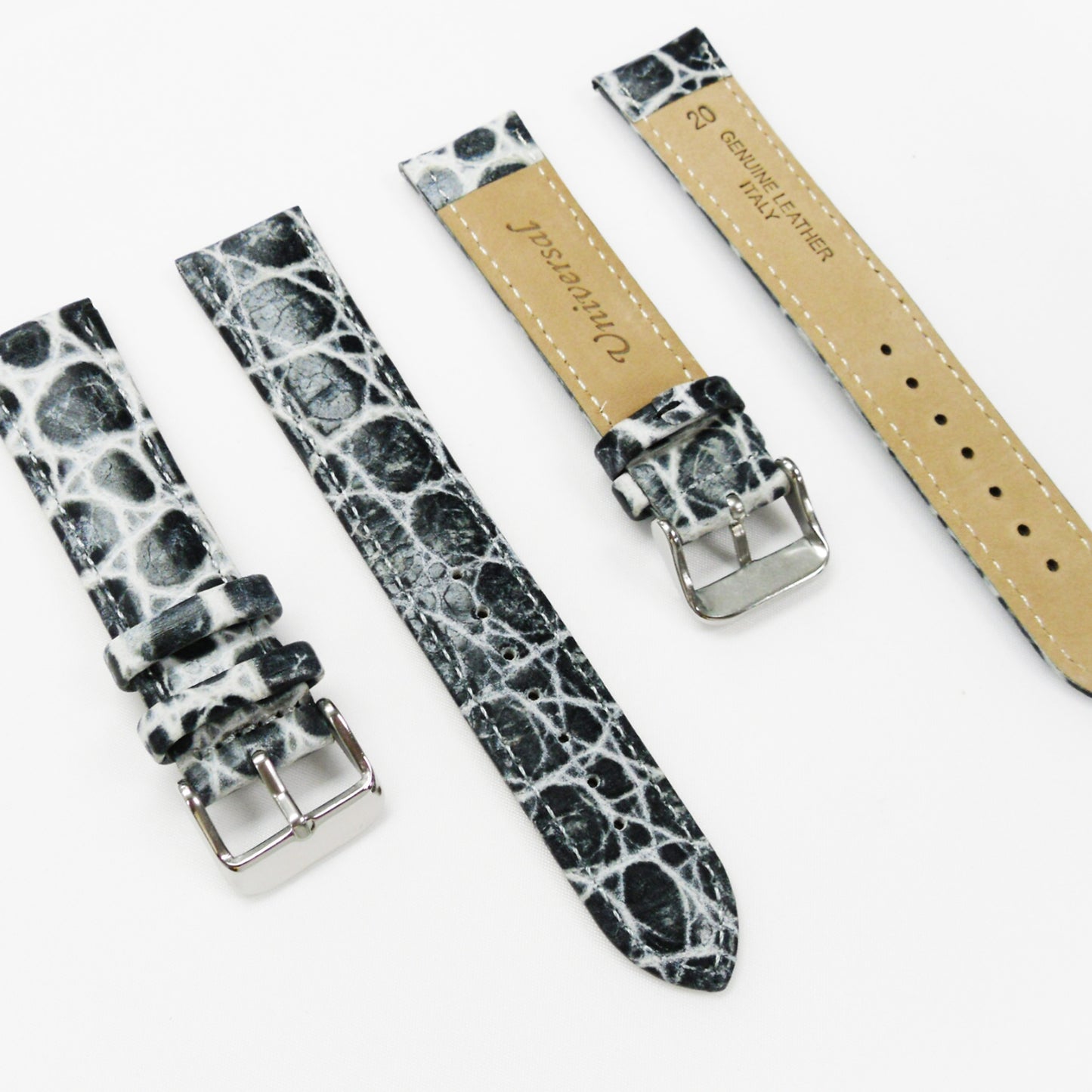 Crocodile Watch Grain Strap For Men 20 MM and 22 MM Band Grey Color, Regular Size, Watch Band Replacement