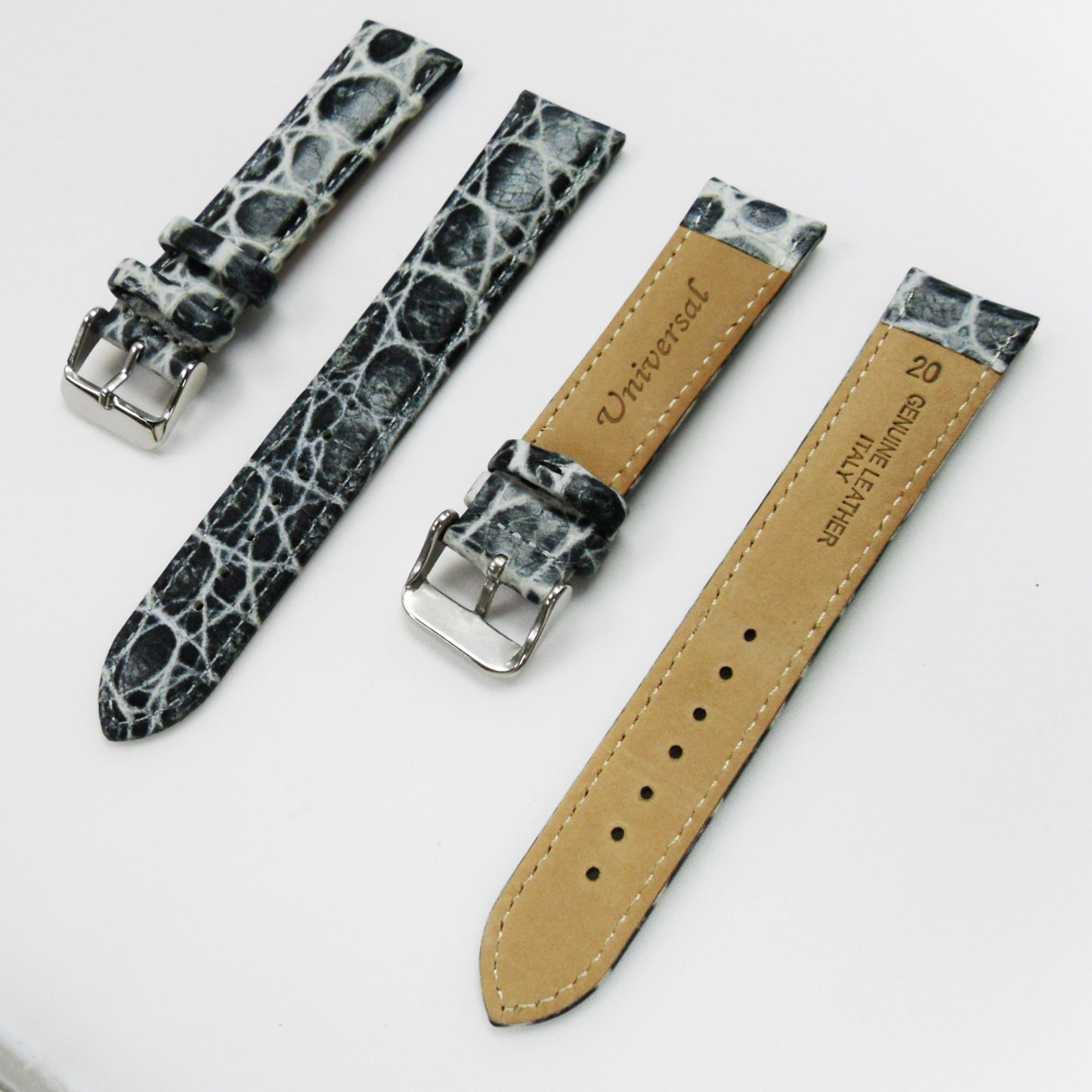 Crocodile Watch Grain Strap For Men 20 MM and 22 MM Band Grey Color, Regular Size, Watch Band Replacement