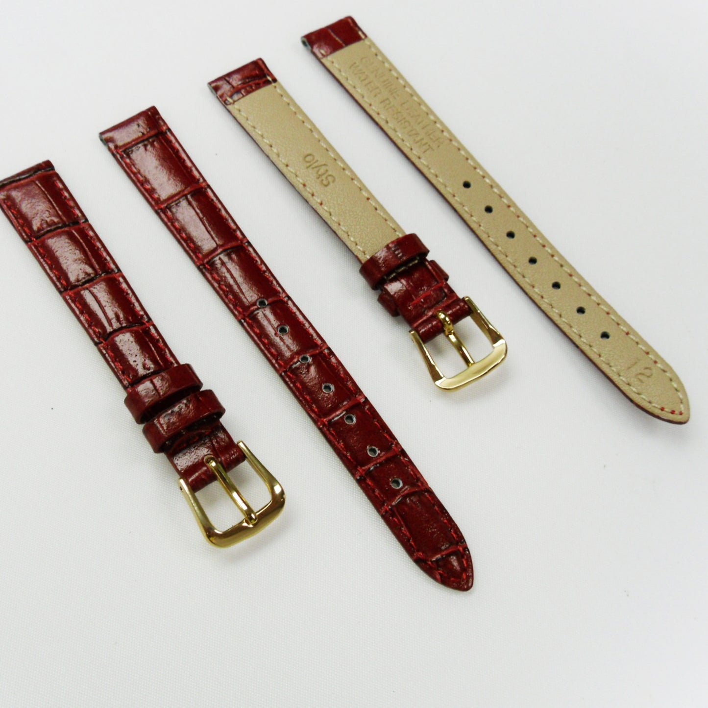 Crocodile Watch Grain Strap For Men and Women 12 MM and 14 MM Band Red Color, Regular Size, Watch Band Replacement - Universal Jewelers & Watch Tools Inc.