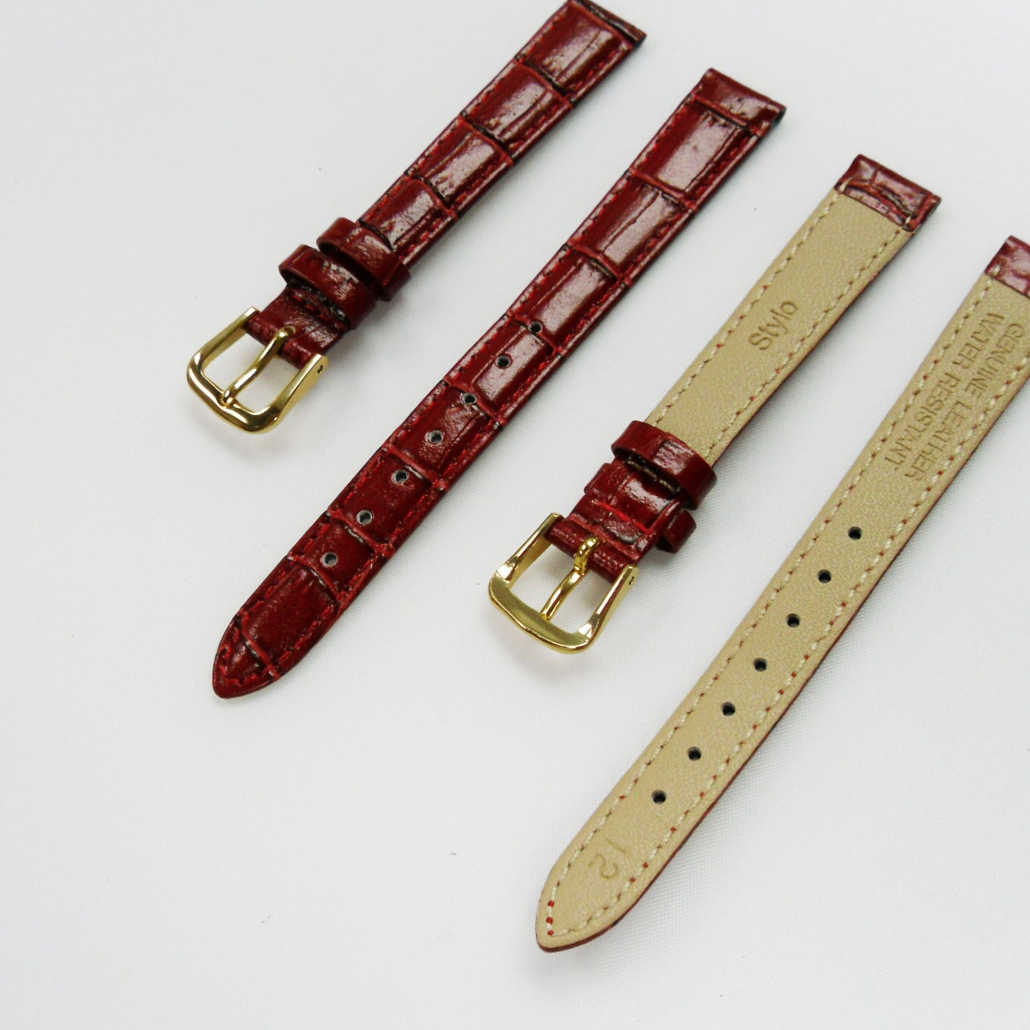 Crocodile Watch Grain Strap For Men and Women 12 MM and 14 MM Band Red Color, Regular Size, Watch Band Replacement - Universal Jewelers & Watch Tools Inc.