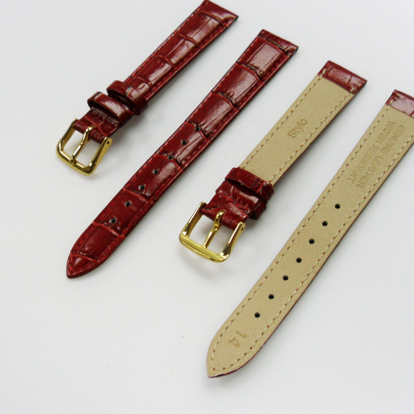 Crocodile Watch Grain Strap For Men and Women 12 MM and 14 MM Band Red Color, Regular Size, Watch Band Replacement - Universal Jewelers & Watch Tools Inc.