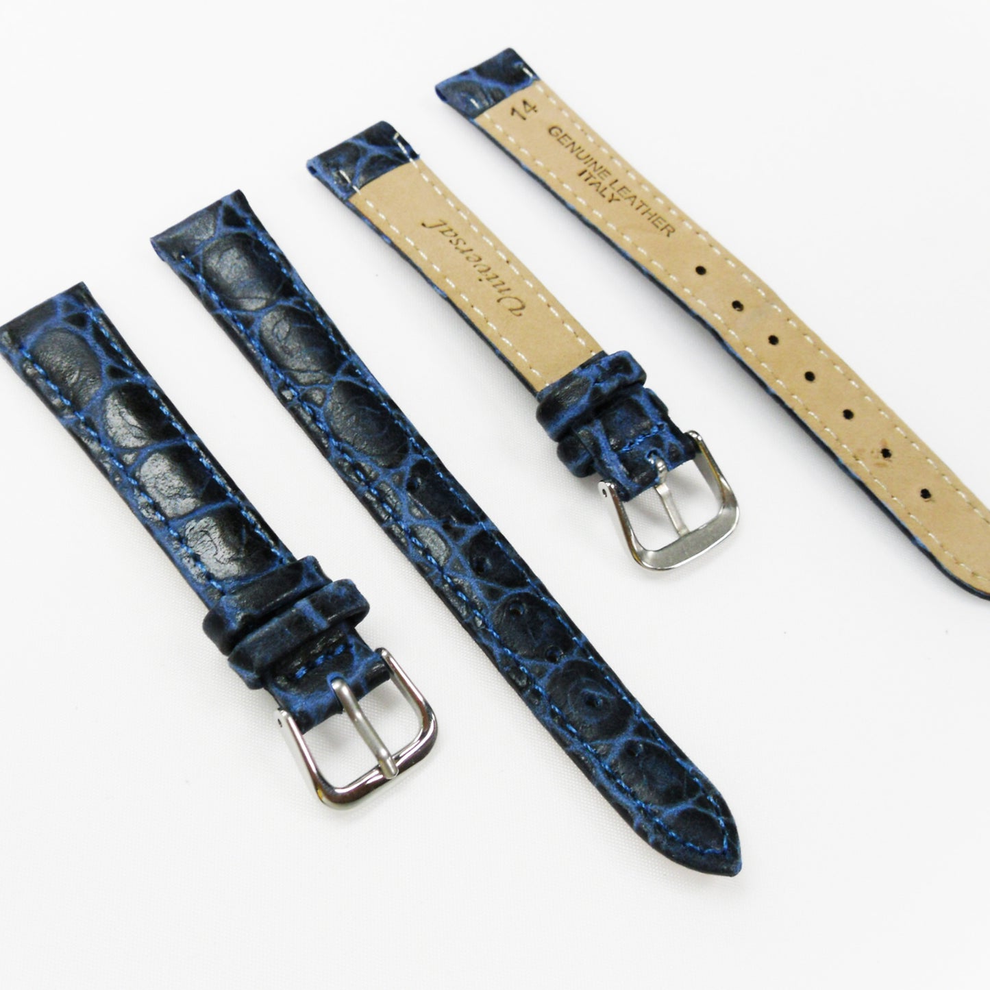 Crocodile Watch Grain Strap For Men and Women 12 MM and 14 MM Band Blue and Grey Color, Regular Size, Watch Band Replacement - Universal Jewelers & Watch Tools Inc.