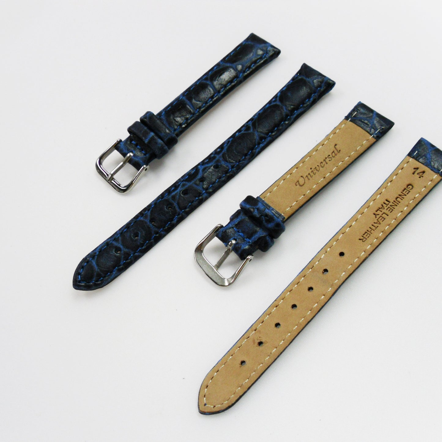 Crocodile Watch Grain Strap For Men and Women 12 MM and 14 MM Band Blue and Grey Color, Regular Size, Watch Band Replacement - Universal Jewelers & Watch Tools Inc.