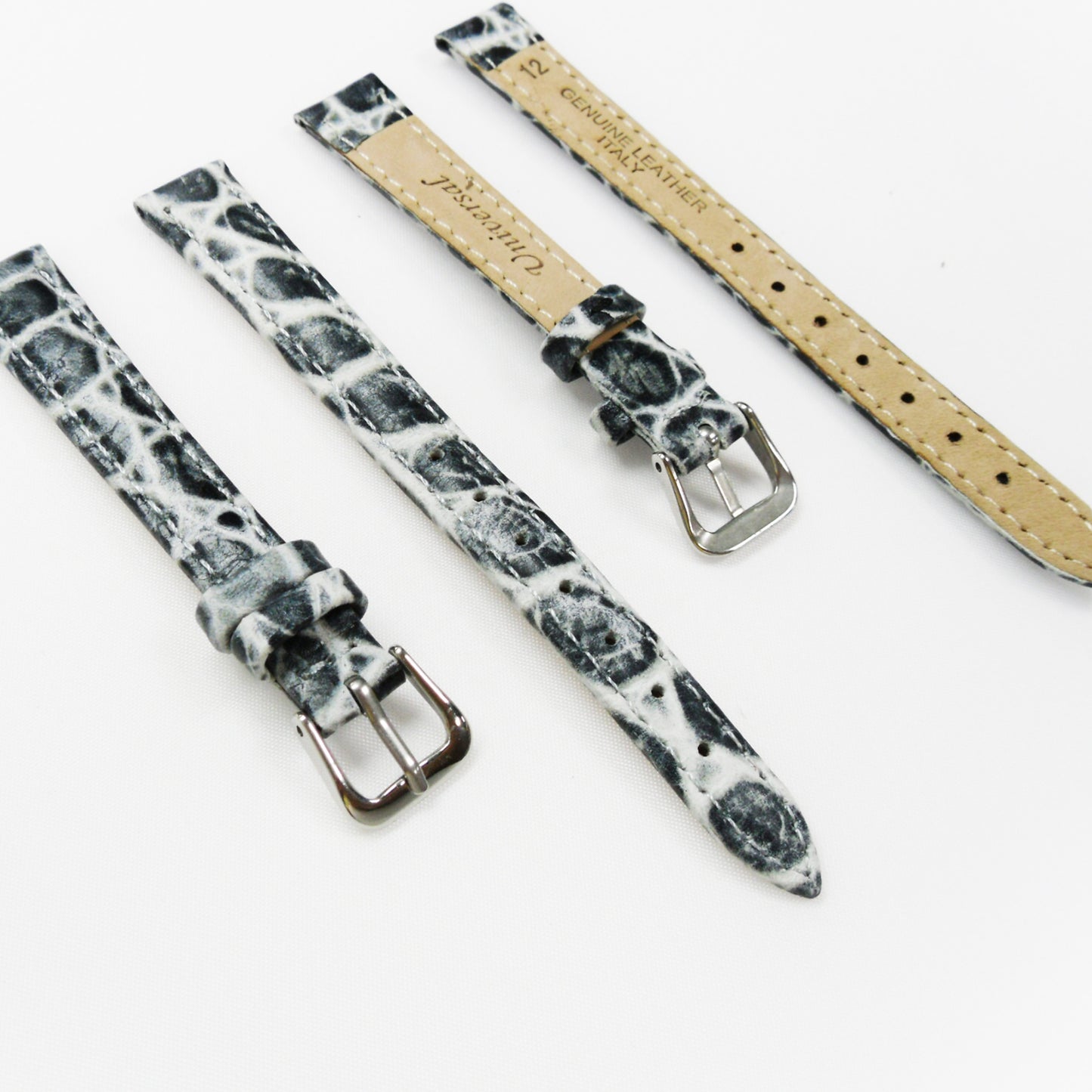 Crocodile Watch Grain Strap For Men and Women 12 MM and 14 MM Band Blue and Grey Color, Regular Size, Watch Band Replacement - Universal Jewelers & Watch Tools Inc.