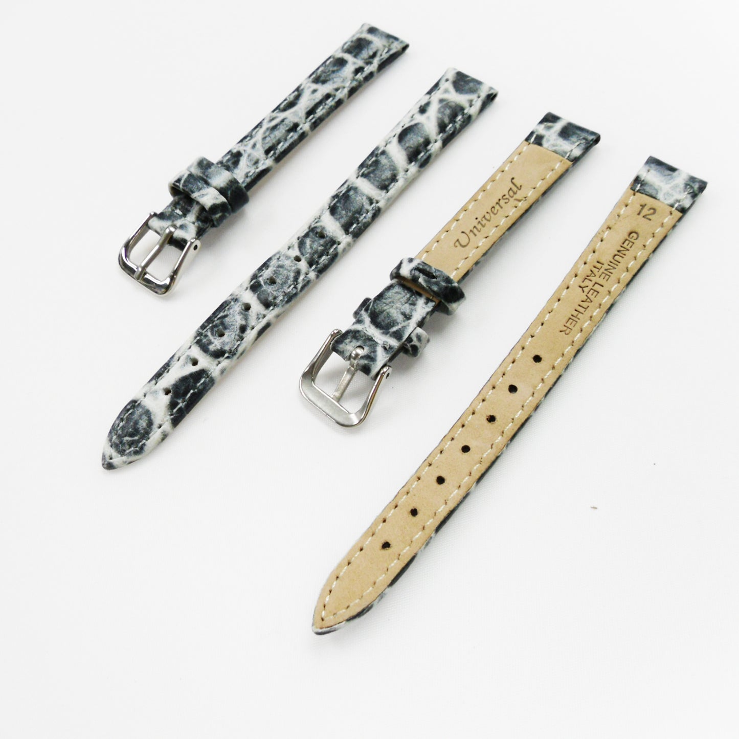 Crocodile Watch Grain Strap For Men and Women 12 MM and 14 MM Band Blue and Grey Color, Regular Size, Watch Band Replacement - Universal Jewelers & Watch Tools Inc.