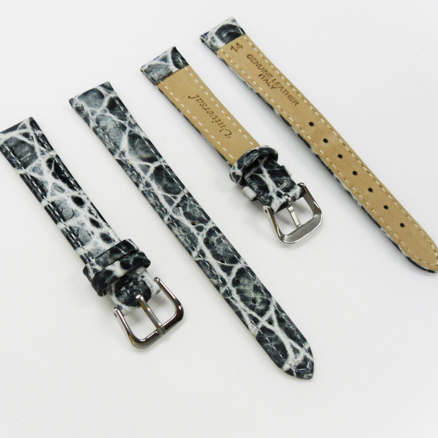 Crocodile Watch Grain Strap For Men and Women 12 MM and 14 MM Band Blue and Grey Color, Regular Size, Watch Band Replacement - Universal Jewelers & Watch Tools Inc.