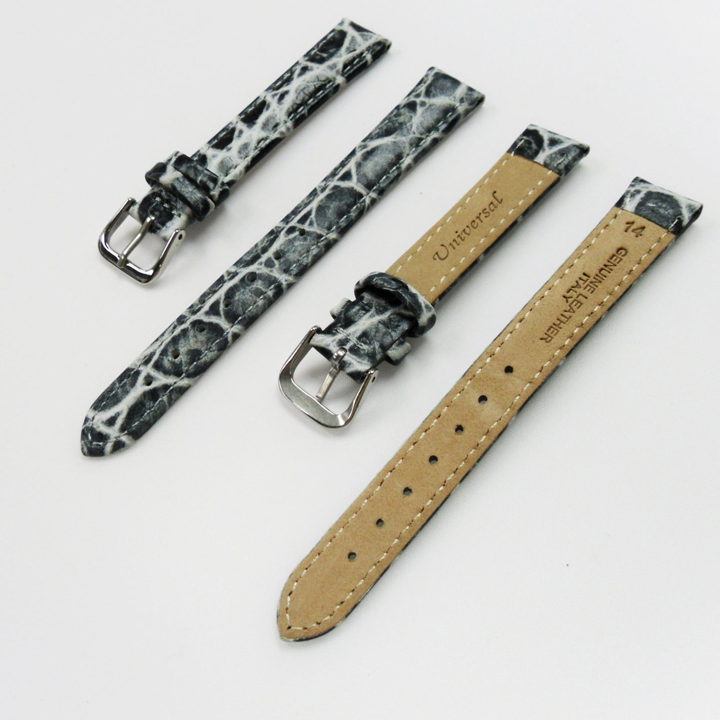 Crocodile Watch Grain Strap For Men and Women 12 MM and 14 MM Band Blue and Grey Color, Regular Size, Watch Band Replacement - Universal Jewelers & Watch Tools Inc.