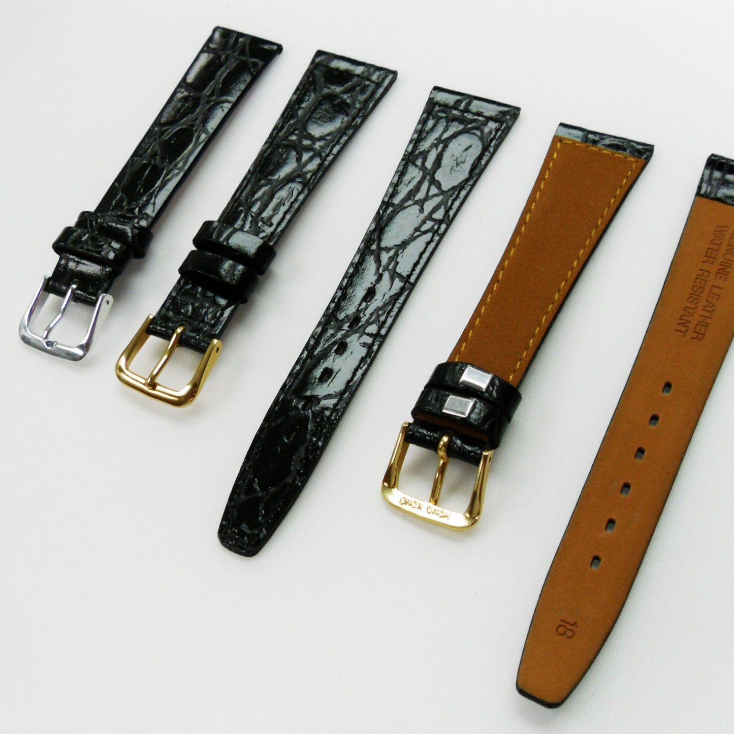 Crocodile Watch Grain Strap For Men 18 MM and 20 MM Band Black Color, Regular Size, Watch Band Replacement - Universal Jewelers & Watch Tools Inc.