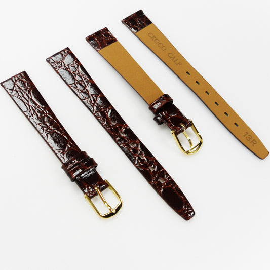 Crocodile Watch Grain Strap For Men and Women 13 MM Band Red Color, Regular Size, Watch Band Replacement - Universal Jewelers & Watch Tools Inc.