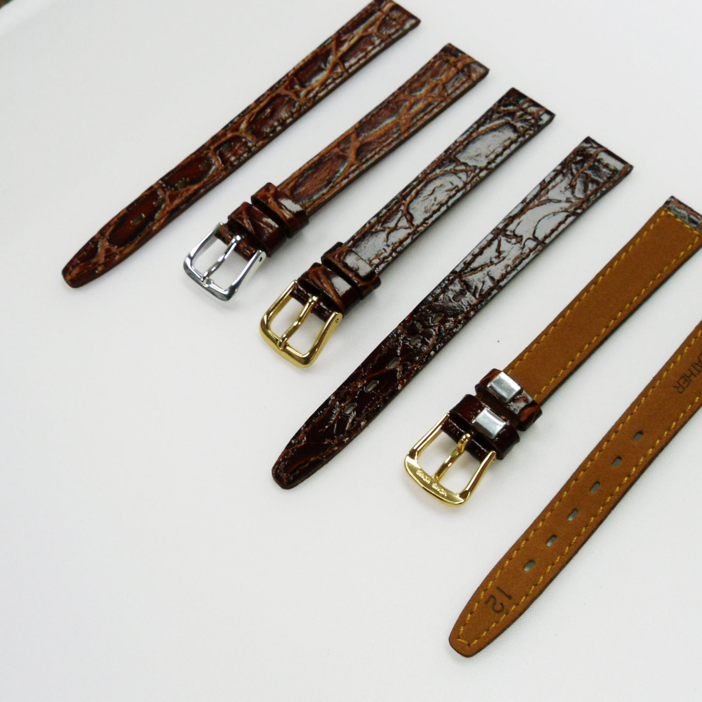 Crocodile Watch Grain Strap For Men and Women 12 MM Band Brown Color, Regular Size, Watch Band Replacement - Universal Jewelers & Watch Tools Inc.