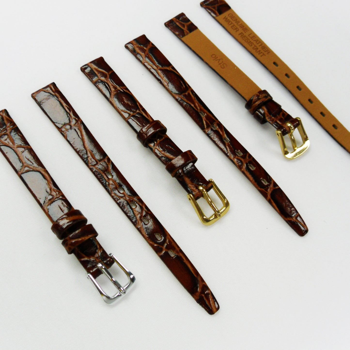 Crocodile Watch Grain Strap For Men and Women 10 MM Band Brown Color, Regular Size, Watch Band Replacement - Universal Jewelers & Watch Tools Inc.