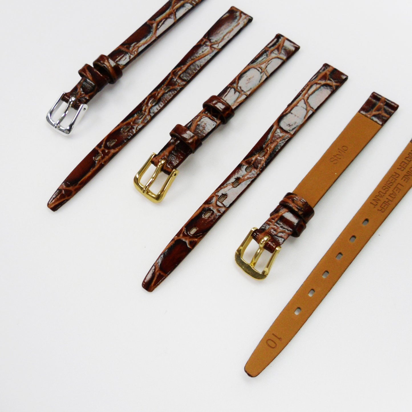 Crocodile Watch Grain Strap For Men and Women 10 MM Band Brown Color, Regular Size, Watch Band Replacement - Universal Jewelers & Watch Tools Inc.