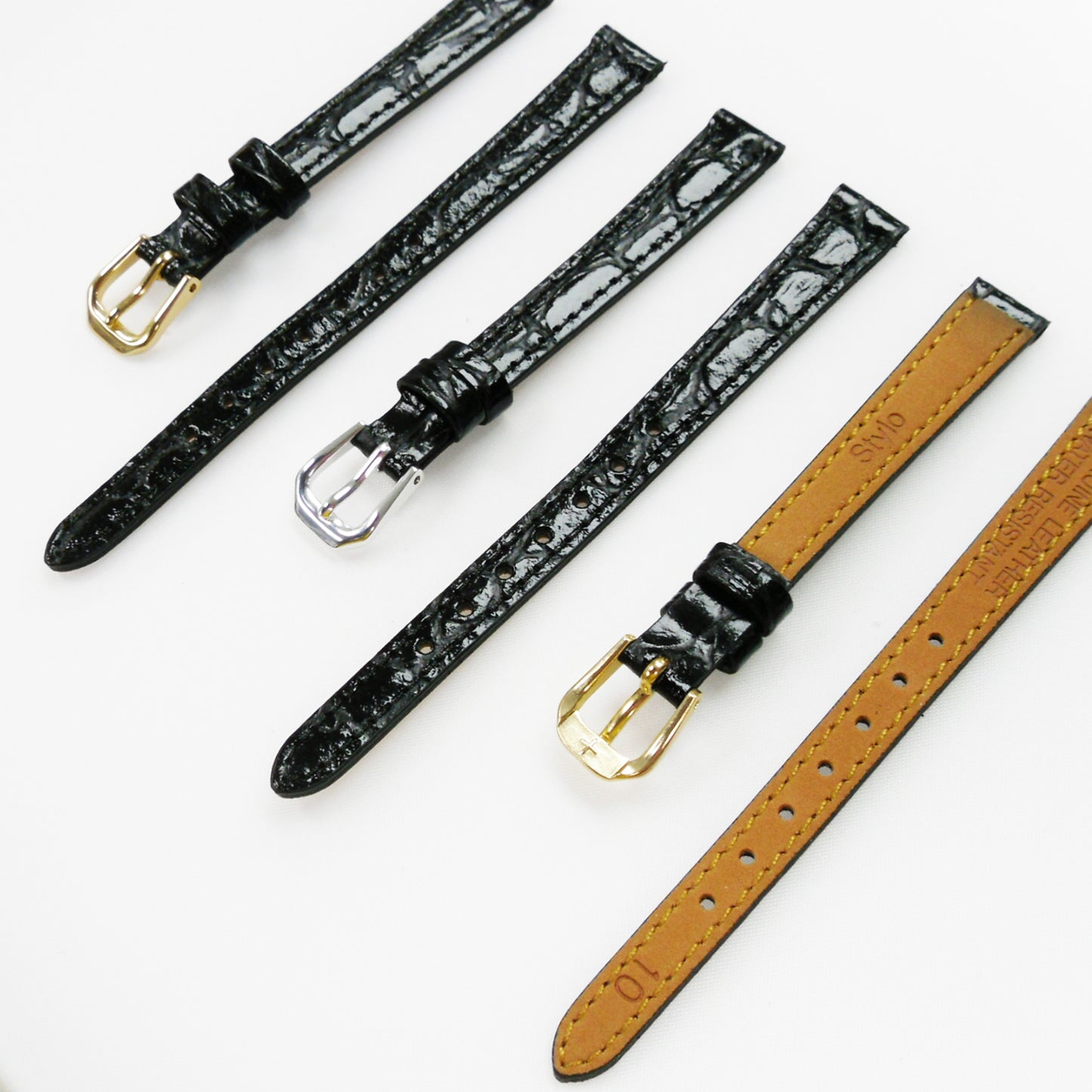 Crocodile Watch Grain Strap For Men and Women 10 MM Band Black Color, Regular Size, Watch Band Replacement - Universal Jewelers & Watch Tools Inc.