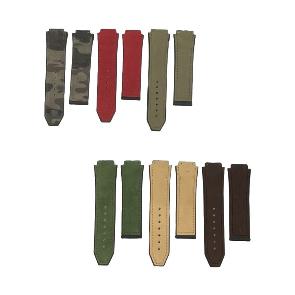 19X22MM MULTICOLORS PLAIN MATTE SUEDE LEATHER RUBBER WATCH BAND FITS FOR HUBLOT - Universal Jewelers & Watch Tools Inc.