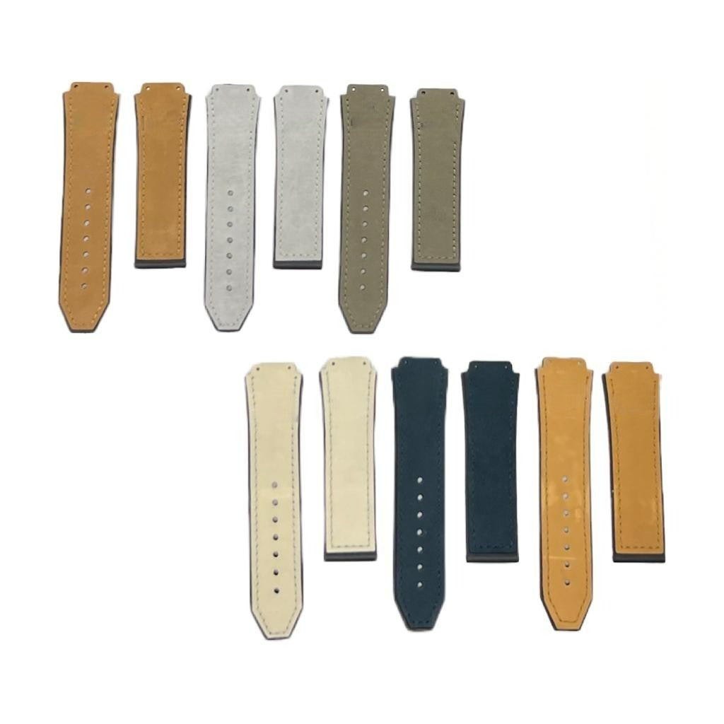 19X22MM MULTICOLORS PLAIN MATTE SUEDE LEATHER RUBBER WATCH BAND FITS FOR HUBLOT