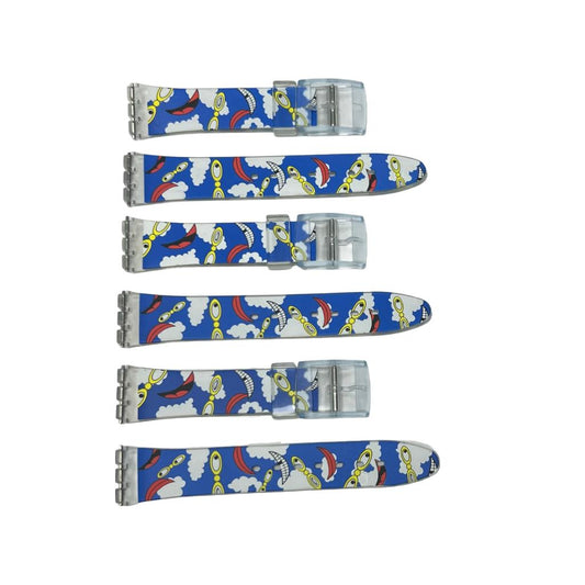 Plastic PVC Watch Band Strap Art Design Swatch Replacement Including Pins 17mm - Universal Jewelers & Watch Tools Inc.