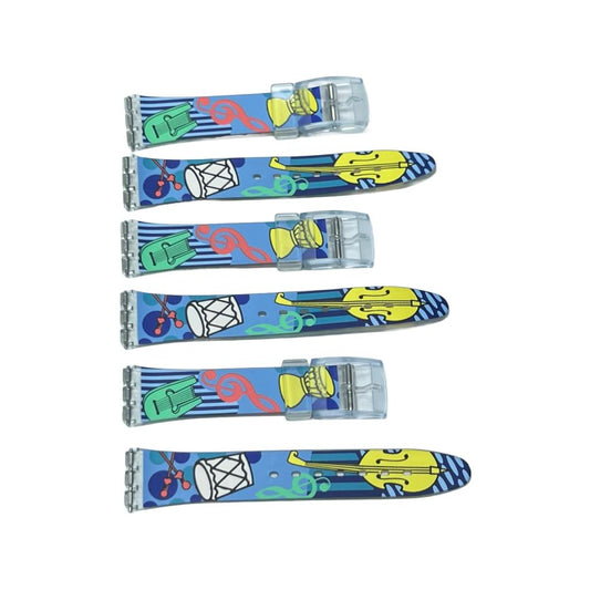 Plastic PVC Watch Band Strap Art Design Swatch Replacement Including Pins 17mm - Universal Jewelers & Watch Tools Inc.
