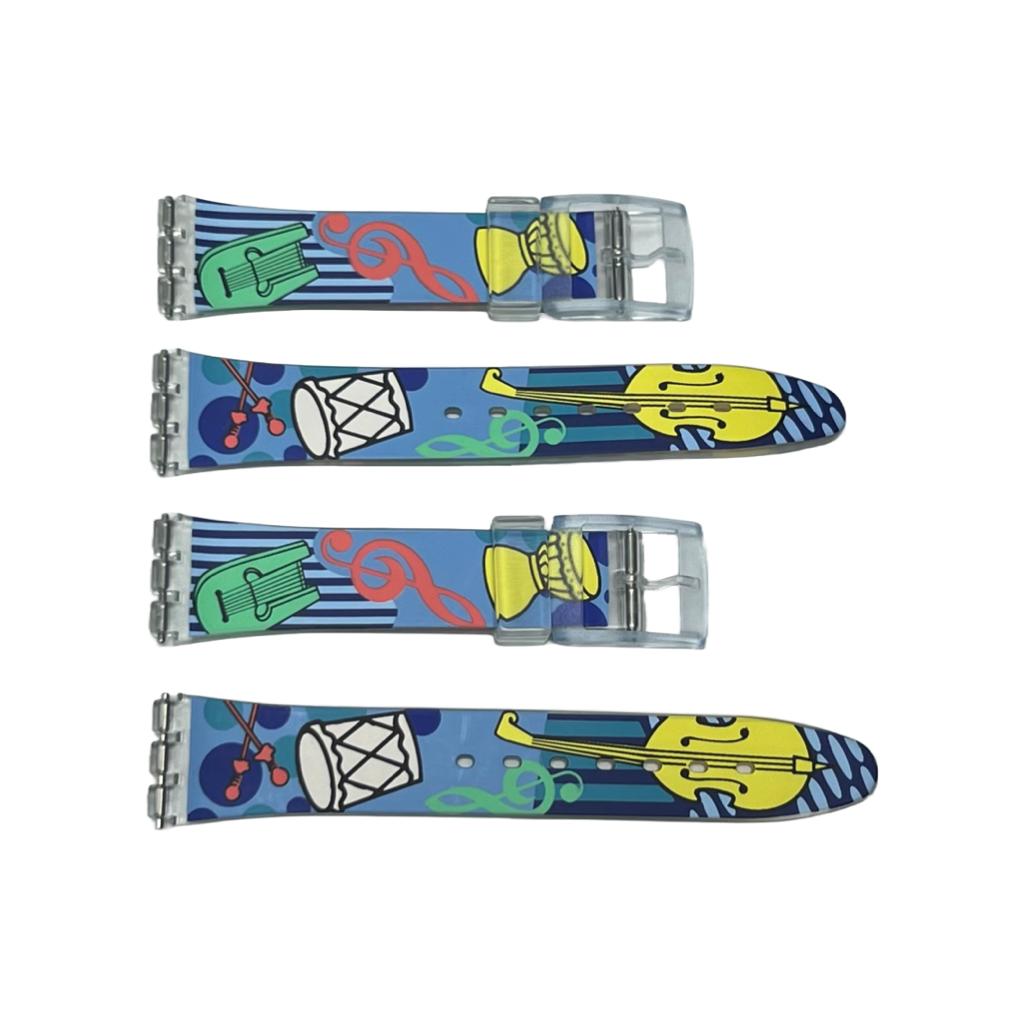 Plastic PVC Watch Band Strap Art Design Swatch Replacement Including Pins 17mm - Universal Jewelers & Watch Tools Inc.