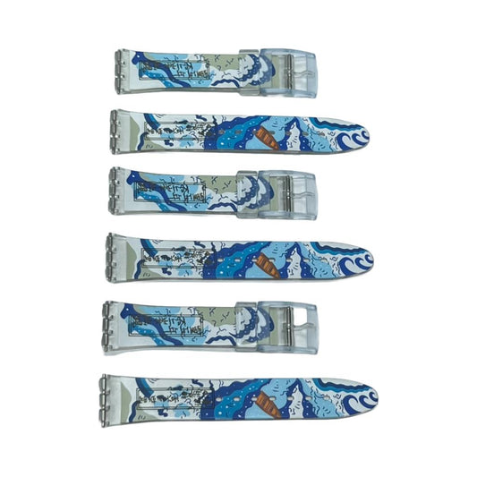 Plastic PVC Watch Band Strap Art Design Swatch Replacement Including Pins 17mm - Universal Jewelers & Watch Tools Inc.