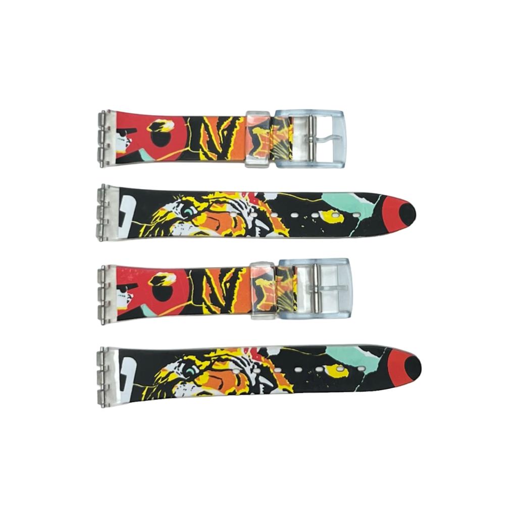Plastic PVC Watch Band Strap Art Design Swatch Replacement Including Pins 17mm - Universal Jewelers & Watch Tools Inc.