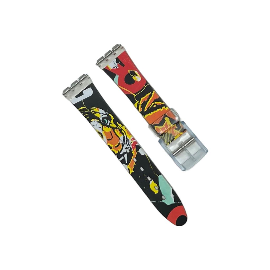 Plastic PVC Watch Band Strap Art Design Swatch Replacement Including Pins 17mm - Universal Jewelers & Watch Tools Inc.