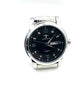 Luxury Black Dial Day and Date Men's Stainless Steel Silver Dress Watch