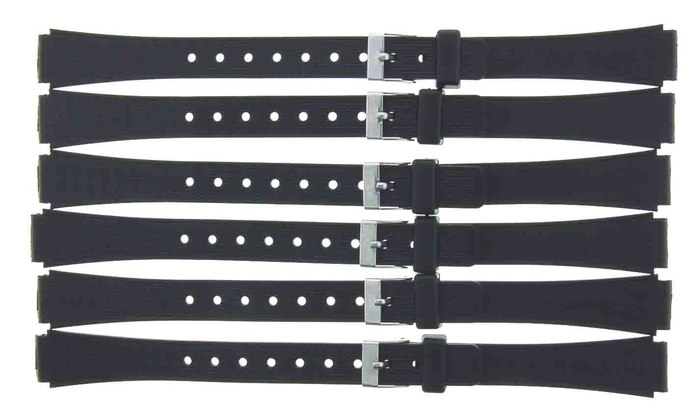 LOT OF 6PCS. PVC WATCH BANDS BLACK 12MM FIT CASIO WATCHES - Universal Jewelers & Watch Tools Inc.