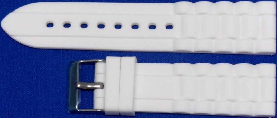 New Arrival, Silicon Rubber Watch Bands White 24MM Best Quality - Universal Jewelers & Watch Tools Inc.