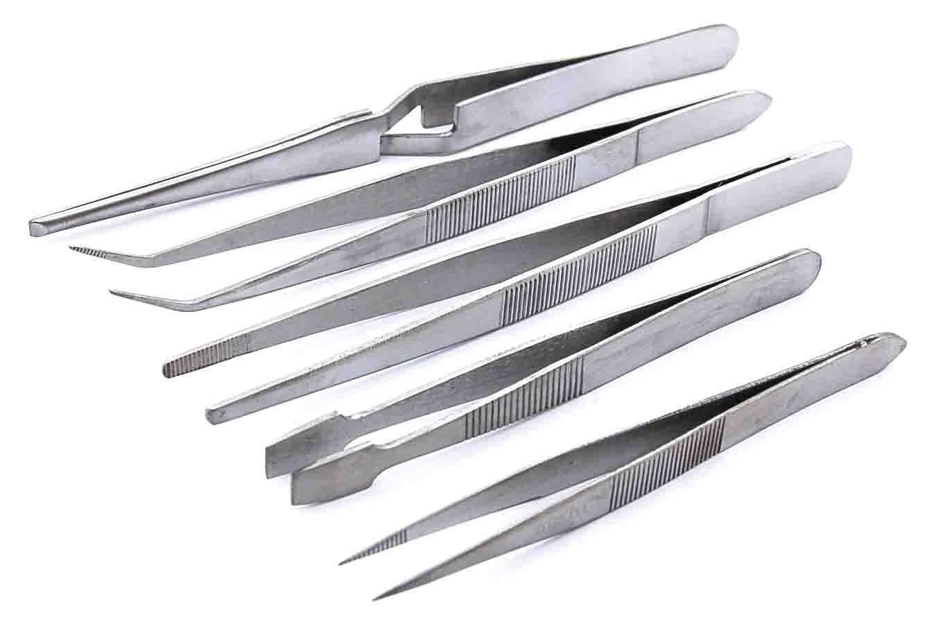 STAINLESS STEEL TWEEZERS 5PCS SET - Universal Jewelers & Watch Tools Inc.
