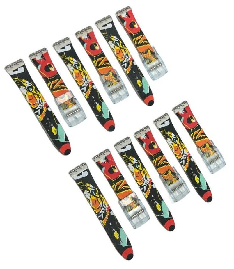 Plastic PVC Watch Band Strap Art Design Swatch Replacement Including Pins 17mm - Universal Jewelers & Watch Tools Inc.