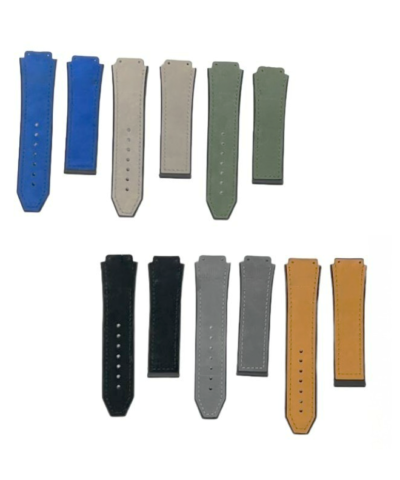 19X22MM MULTICOLORS PLAIN MATTE SUEDE LEATHER RUBBER WATCH BAND FITS FOR HUBLOT