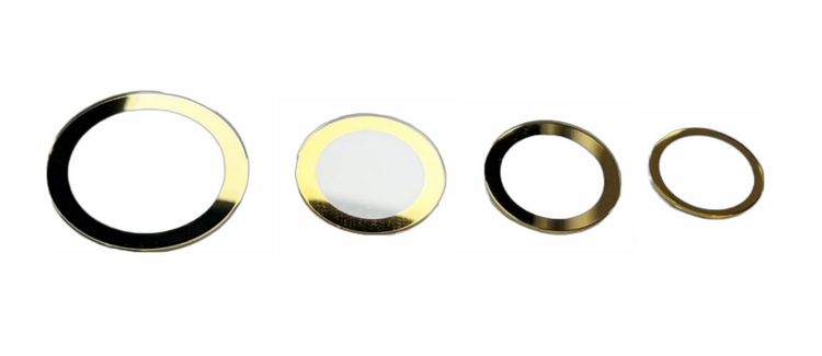 Flat Round Fancy Mineral Glass Crystal Golden Trim Thick 1.0mm