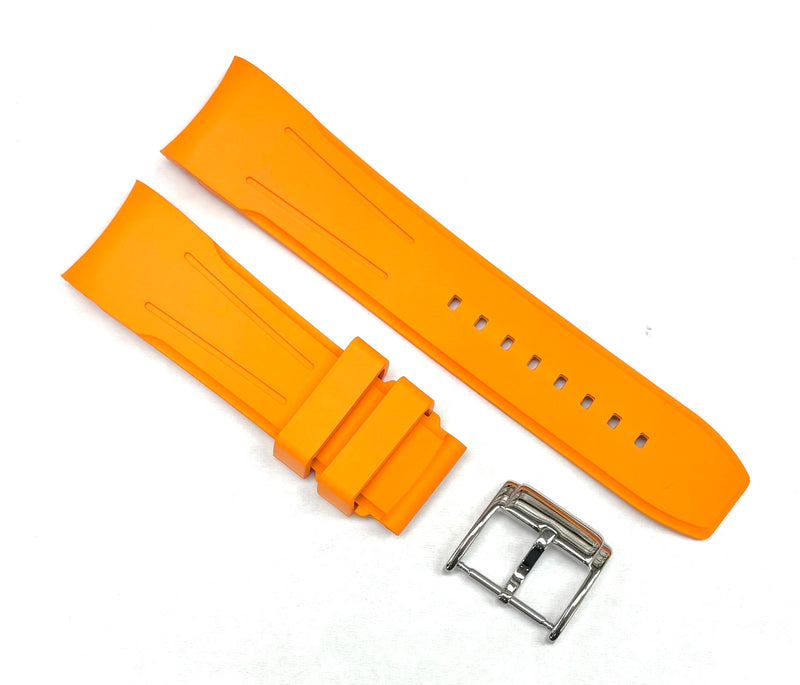 Load image into Gallery viewer, 18-24mm, High Quality FKM Fluorine Rubber Orange Watch Band
