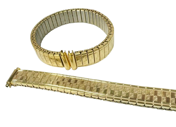 9-12MM Vintage Style Textured Gold Color Stretch Band for Ladies Watches