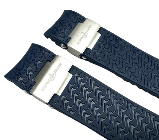 22mm Blue Curved Rubber Watch Band for ULYSSE NARDIN Maxi Marine Watches