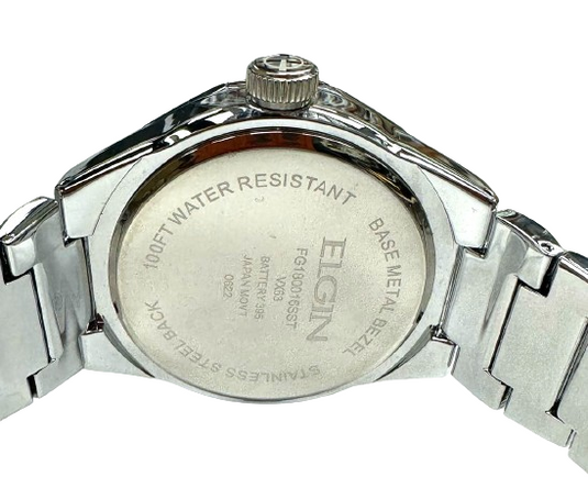 Elgin Men's Silver Watch & Matching Bracelet Set – Gold Markers | FG180016SST