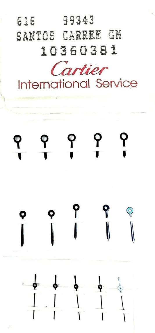 ORIGINAL SET OF 3 HANDS BLUE COLOR FOR CARTIER SANTOS CARREE GM, 616, 10360381 - Universal Jewelers & Watch Tools Inc.