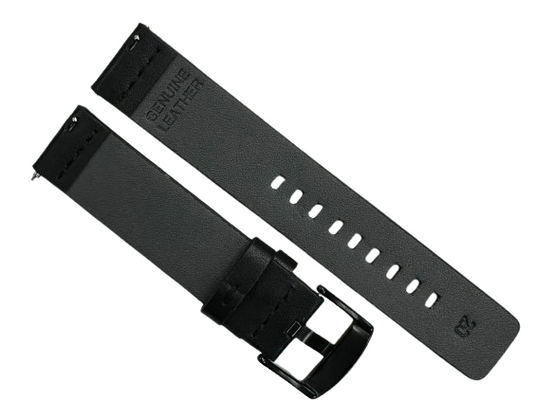 New Watch Band, Movado Style, Black color, Plain Genuine Leather 20MM, easy pin