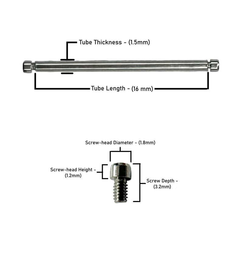 Load image into Gallery viewer, 16x1.5mm Tube &amp; Screw for Breitling Watches for Case &amp; Bracelet Attachment
