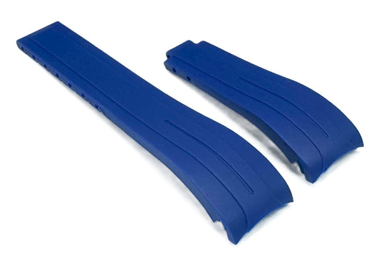 20mm Vulcanized Rubber Blue Replacement Strap for ROLEX Watches with Deployment Clasp