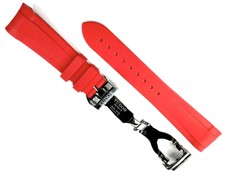 Load image into Gallery viewer, 22mm High-Quality Rubber TUDOR Watch Band with Deployment Buckle
