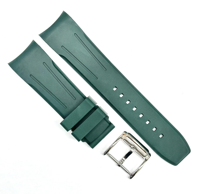 18-24mm, High Quality FKM Fluorine Rubber Dark Green Watch Band