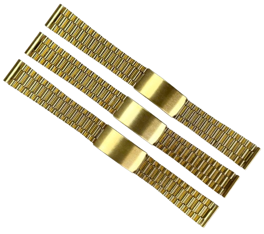 Load image into Gallery viewer, 18MM Classic President Style Gold Color Stainless Steel Watch Bands with Regular Clasp
