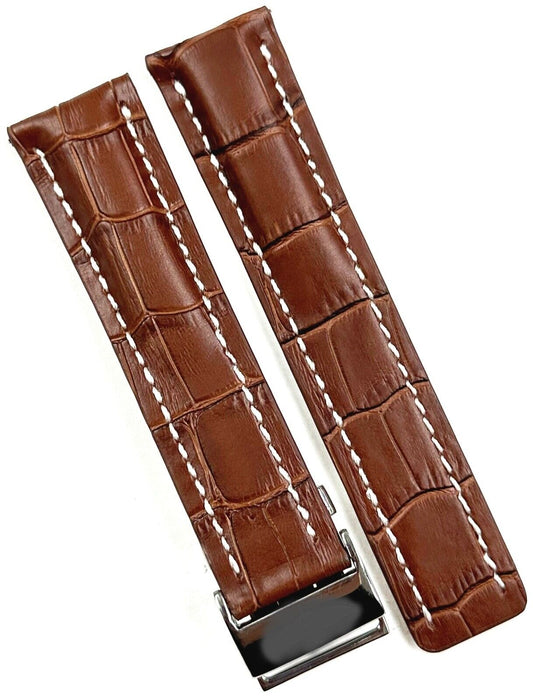 Genuine Leather Watch Band With Deployment Clasp for Breitling Avenger Navitimer